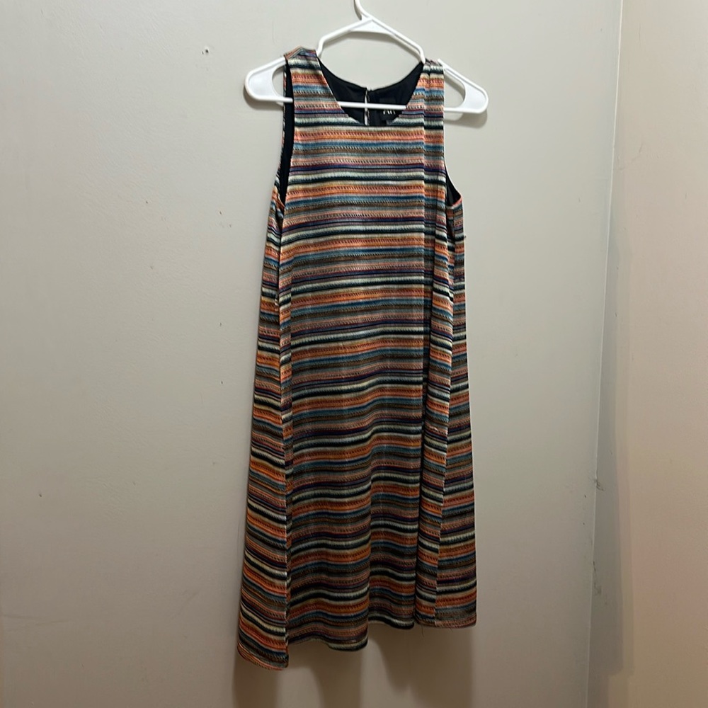 AKA New York Orange Brown Midi A-Line Dress